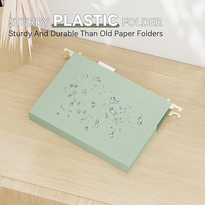 Plastic Hanging File Folders Letter Size,1 Inch Expansion,12 Pack Reinforced Heavy Duty Hanging Folders,File Cabinet Folders,Adjustable Tabs,Expandable Hanging File Folder,Pastel Color