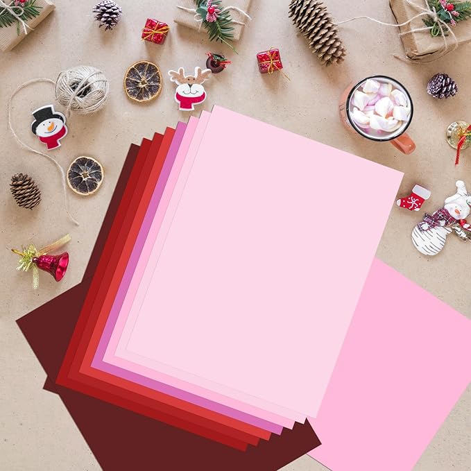 OcePor 80 Sheets Pinks Cardstock Paper, Colored Printer Paper 8.5 x 11, Thick Construction for Cards Making, Scrapbook，Office Printing, Invitations, Certificates，DIY Crafting 92 lb/250gsm