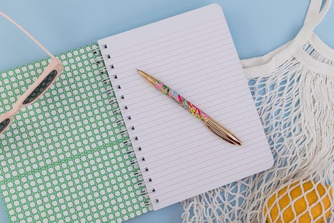 Lilly Pulitzer Hardcover Mini Spiral Notebook, 8.5" x 6.5" Small Journal with 160 College Ruled Pages, Via Amore Spritzer