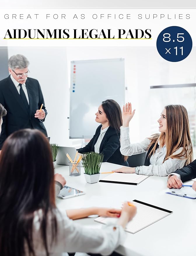 8 Pack White Legal Pads 8.5 x 11 Wide Ruled Note Pads 8.5 x 11" Legal Ruled Writing Pads for School 30 Sheets White Lined Paper Pads Notebook for Work Legal Notepads for Office Pad of Paper for Home