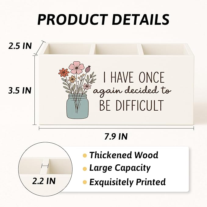 Funny Mental Health Pen Pencil Holder for Desk, Sarcastic Office Humor Gifts for Coworkers, I Have Once Again Decided to Be Difficult Funny Pencil Cup for Office