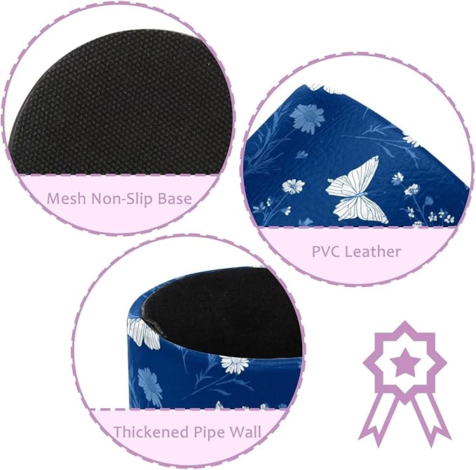 Leather Pen Holder for Desk Blue Butterfly Pencil Cup Desktop Organizer Makeup Brush Holders Office Supplies for Home, Kids & School