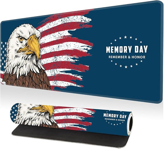 Large Desk Mat, Desk Matt for Desktop, Computer Gaming Mouse Pads, Anti-Slip Rubber Base, Stitched Edges Soft Mat for Desktop Office Home 31.5 x 11.8 Inches (American Memory Day)