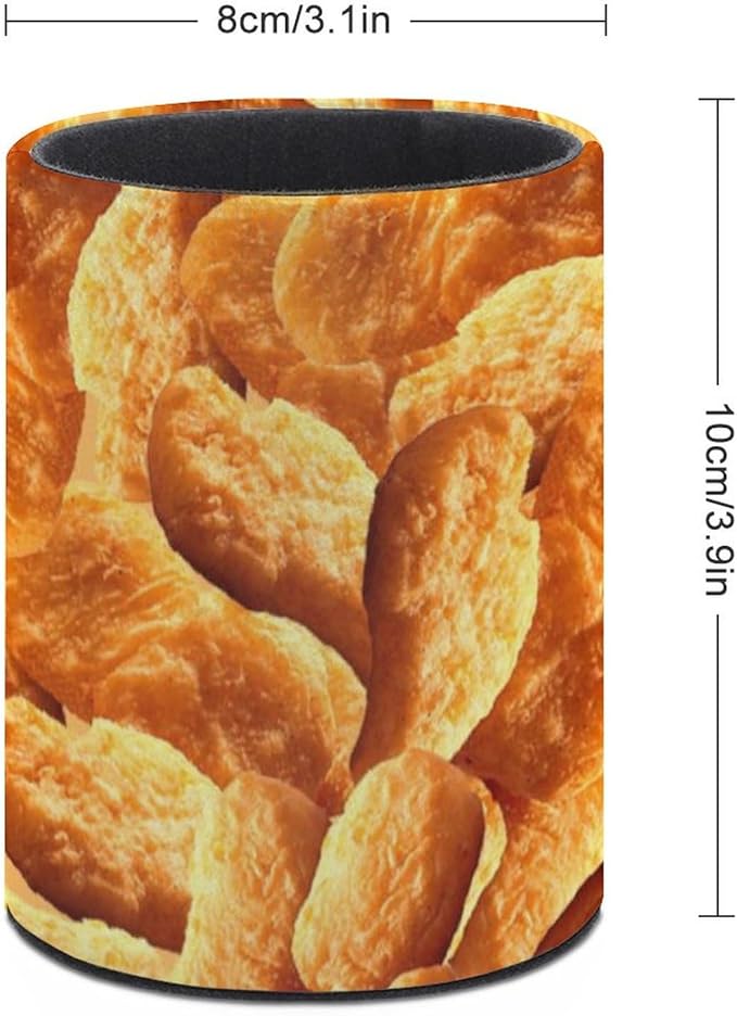 Chicken Nuggets Pen Holder Pencil Organizer Cute Pencil Cup Desk Decor Makeup Brush Holder PU Multifunctional Office Suppliesfor Home Classroom School