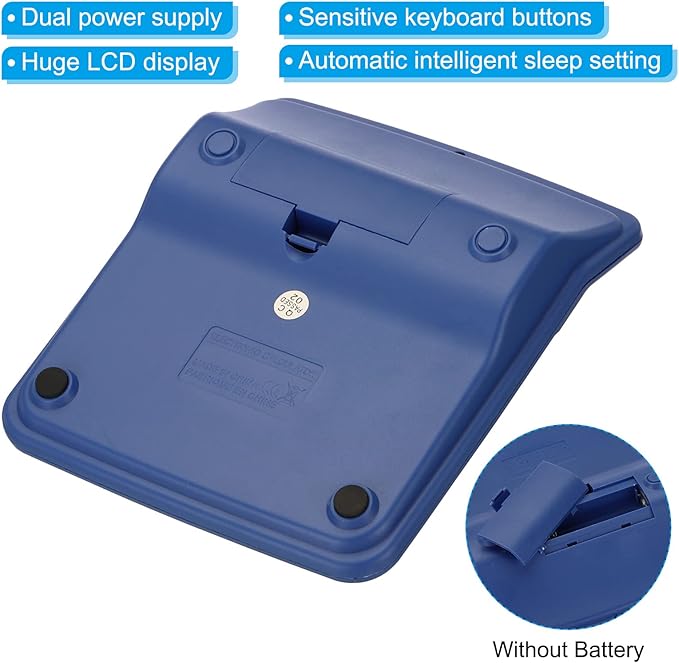 PATIKIL Desk Calculator, 12 Digits Large LCD Display Electronic Calculator Solar Battery Dual Power for Home Office Desktop, Dark Blue