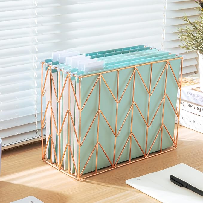 Y YOMA 6 Pack Gradient Hanging File Folders Letter Size Decorative Hanging Folder Pretty File Folder Organizer for Filing Cabinet Office Home with 1/5-Cut Adjustable Tabs, Teal Blue