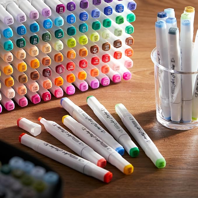 172 Colors Alcohol Based Dual Tip Art Markers, 171+1 Blender Permanent Marker Pens Plus 1 Marker Pad 1 Case Perfect for Kids Adult Artist Coloring Books Drawing Sketching and Card Making