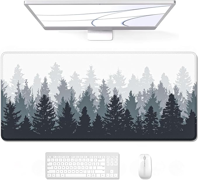 Auhoahsil Large Mouse Pad, XXL Gaming Mousepad, Desk Mat for Desktop, Thick Rubber, Big & Long Size, Stitched Edges, Full Desk Pad for Laptop & Computer, Extended 31.5 x 11.8 in, Ink Misty Forest