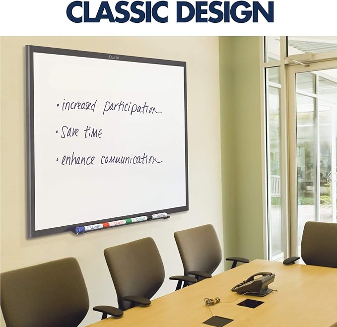 Quartet Magnetic Dry Erase White Board, 3' x 2 Whiteboard, Nano-Clean Surface Resists Ink Stains, Black Aluminum Frame (SM533B)