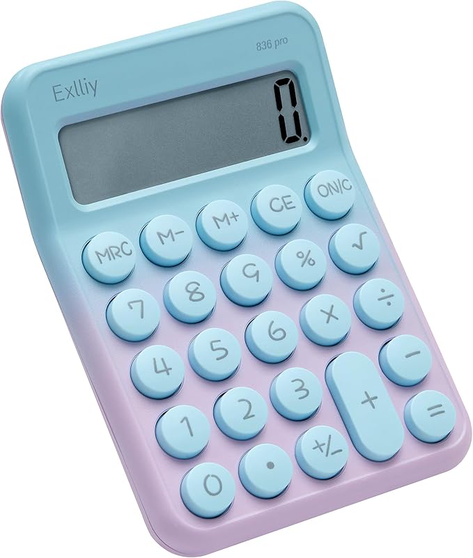 Pocket Calculator, Kids 8 Digit Small Desktop, LCD Display, Cute & Aesthetic Mini Calculator (Gradient Purple, S 1 Pcs)