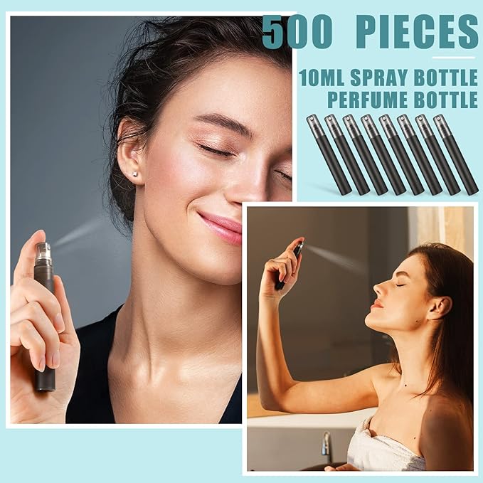 Remerry 200 Pcs 10 ml Perfume Spray Bottles Plastic Travel Refillable Mini Bottles for Women Small Fine Mist Sprayers Portable Frosted Perfume Sprayers Empty Atomizer for Essential Oil