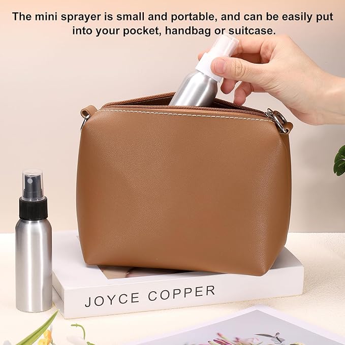 HARFINGTON Aluminum Fine Mist Spray Bottles 250ml/8.5oz Metal Small Liquid Alcohol Refillable Travel Container with Black Plastic Nozzle Cap for Perfume Skincare Cosmetic Storage Bottle
