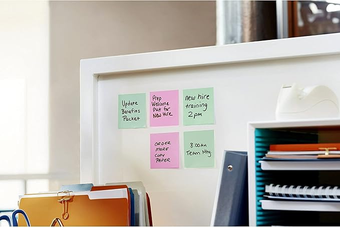 Post-it Super Sticky Notes, 5 Sticky Note Pads, 3 x 3 in., School Supplies, Office Products, Sticky Notes for Vertical Surfaces, Monitors, Walls and Windows, Fresh Mint
