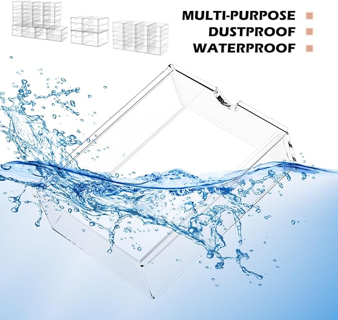 2 Pack Desk Organizers, Makeup Organizer Storage With 7 Drawers, Desktop Office Supplies, Clear Desk Accessories, Dustproof Drawer Organizer and Storage for Make Up, Jewelry, Pen