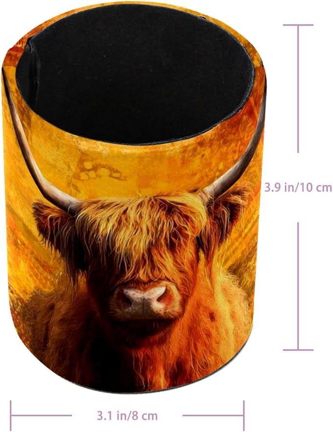 Watercolor Art Yak Circular Pen Holder, Pen Cup Makeup Brush Holder, Design for School, Home and Stationary Supplies (3.9 x 3.1 Inches)