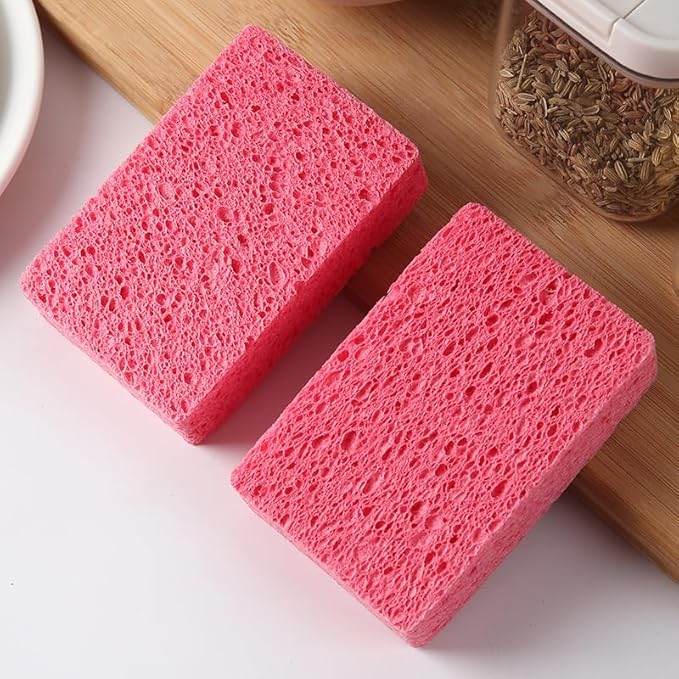 24 - Pack Non-Scratch Scrub Sponges - Sponges for Dishes and Washing Dishes, Cleaning Sponges for Kitchen Home and More（Pink）