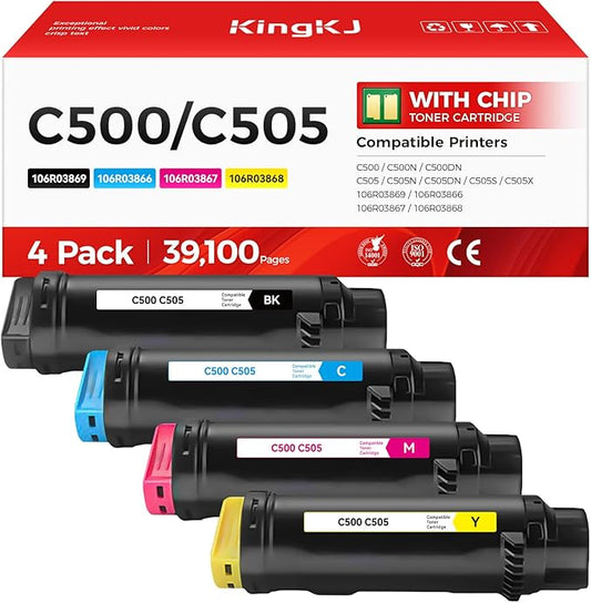 C500 C505 Toner Cartridge 4-Pack High Capacity Replacement for Xerox 106R03869 106R03866 106R03867 106R03868 Compatible with Xerox VersaLink C500 C500N C500DN C505 C505N C505DN C505S C505X Printer Ink
