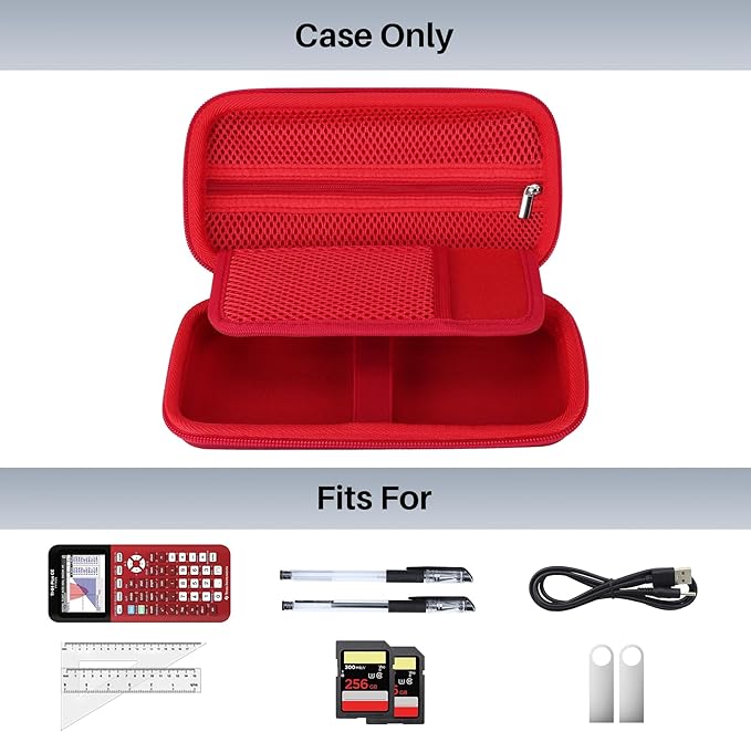 Hard Case Replacement for TI-84 Plus CE/TI-84 Plus/TI-Nspire CX II CAS/TI-Nspire CX II/TI-83 Plus/TI-89 Titanium/TI-85 / TI-86 Color Graphing Calculator (Red Case)