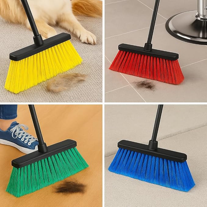 Healing Atlas LUZIA Red 14" Pro Max Edition – Ultra Dense Flagged Bristles – Heavy-Duty Push Broom Head – Universal 7/8" Thread – Recycled PP (RED, LUZIA)