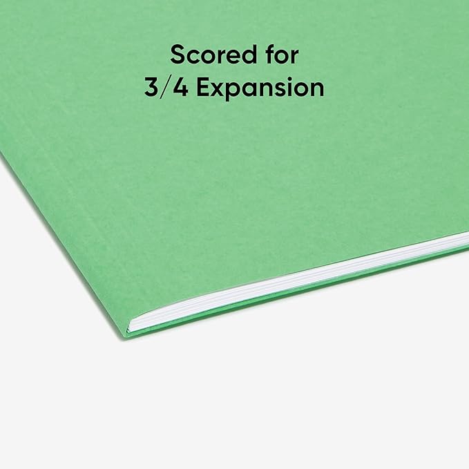 Smead Standard Hanging File Folders, 25 Count, Green, 1/5-Cut Adjustable Tabs, Letter Size (64061)