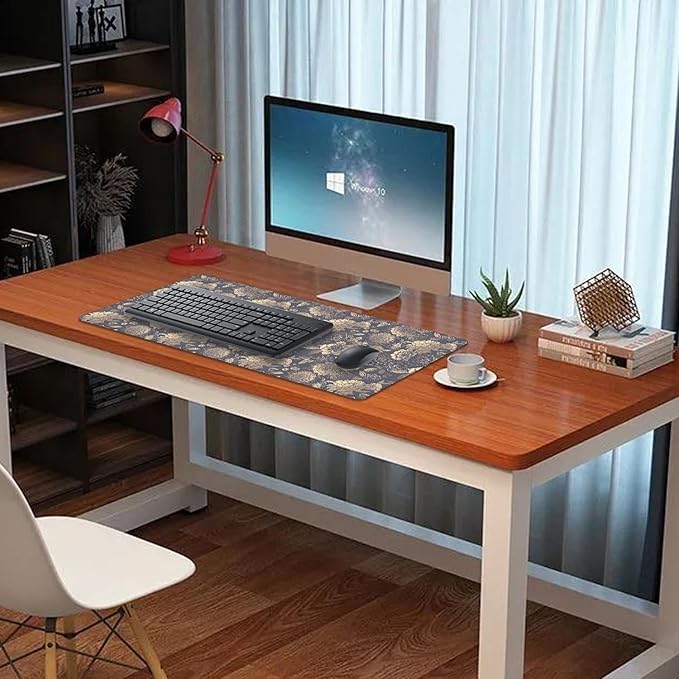 Vintage Roses and Peonies Desk Pad Mouse Pad,Dark Floral Mouse Mat with Stitched Edges,Non-Slip Rubber Base Black Mousepad for Office PC Keyboard Laptop and Home Work Desk Mat(27.5X11.8 in)