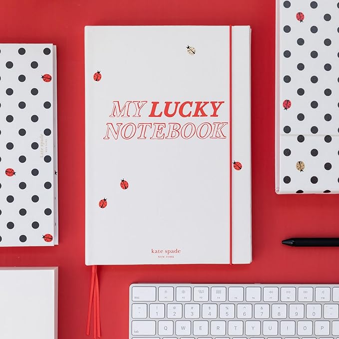 kate spade new york Take Note XL Vegan Leather Notebook, Bound Journal Includes 168 Lined Pages (Lucky Notebook)