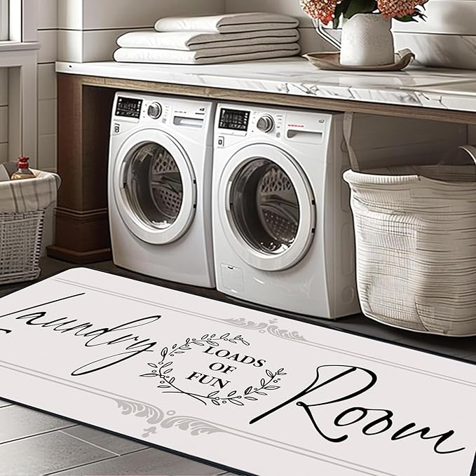 Laundry Room Rug Runner 24"X72" Non Slip Farmhouse Mats Organization and Washable Floor Long Rugs for Laundry Room Accessories Mudroom Kitchen Bathroom Area Rugs Decor
