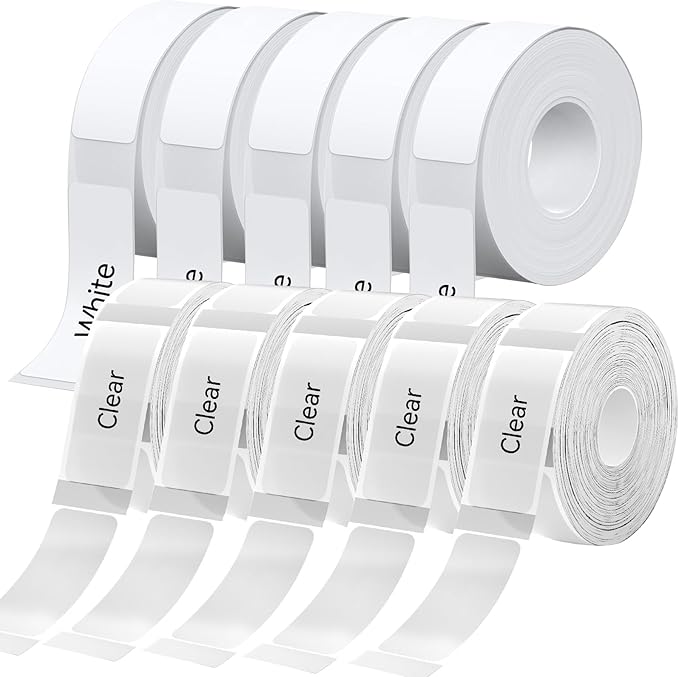 EEBBL D30 P21 Label Tape 12 x 40 mm(0.47"x1.57"), d30 Labels Compatible with D30 Portable Label Printer Adapted Label Print Paper for Office 160 Labels/Roll, 10 Rolls (White+Transparent)