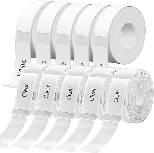 EEBBL D30 P21 Label Tape 12 x 40 mm(0.47"x1.57"), d30 Labels Compatible with D30 Portable Label Printer Adapted Label Print Paper for Office 160 Labels/Roll, 10 Rolls (White+Transparent)