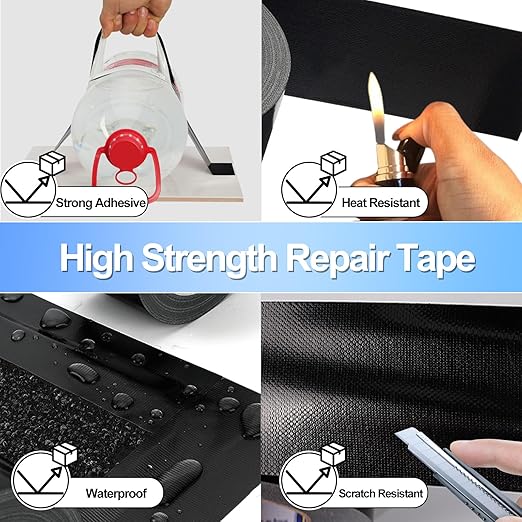 4.5Inch × 40FT RV Awning Repair Tape with Scissors, Outdoor Heavy Duty Repair Tape for Tarp, Tent, Boat Cover, Canvas, Sail Tape, Waterproof, UVproof and Heat-Resistant Tear Repair Pctch Kit