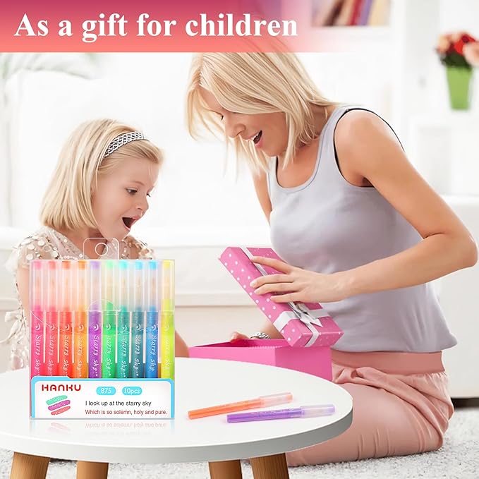 Glitter Highlighters Assorted Colors,10 Pack Metallic MultiColor Pastel Highlighters,Cute Glitter Multi Colored Highlighter Markers Pens for Planner,Journaling,Scrapbooking supplies