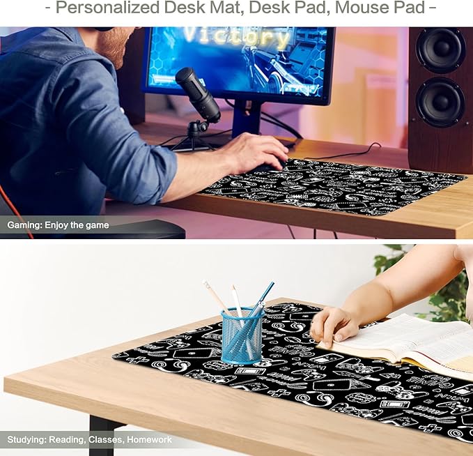 Vimorco Large Gaming Mouse Pad, Large Desk Pad Big Computer Mat Mousepad, Desk Mat Laptop Keyboard Mouse Mat for Game/Office/Home/Work 31.5x15.7 in, Gamer Power Gaming Time