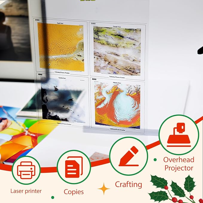 Uinkit 11x17 Laser Transparency Film OHP 50 Pack Acetate Sheets Clear Overhead Projector Laserjet Film for Color Laser Jet Printer and Copier A3 Menu Size 11 x 17 50 Pack Uinkit