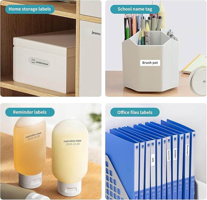 DEEPIN Label Maker Machine Portable Bluetooth Label Maker with Tape, Thermal Label Printer Multiple Templates for Phone, Mini Label Sticker Printer for Business Office Organization Pink