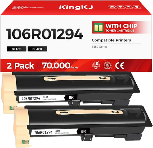 106R01294 Phaser 5550 Black High Capacity Toner Cartridge 2-Pack with chip Replacement for Xerox 106R01294 Toner Cartridges Compatible with Xerox Phaser 5550 Series Laser Printer Ink All-in-One Copier