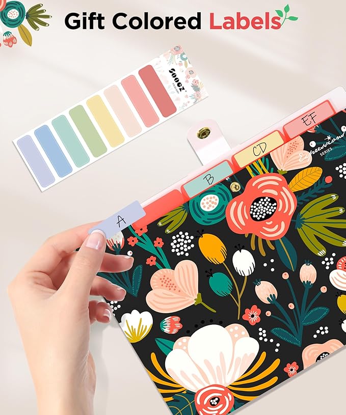 Sooez Expanding File Folders Organizer, Folders with 5 Pockets, Folders for Documents w/Sticker, Accordion File Organizer, Paper Receipt Bill Filing Organizer, School Office Travel Essentials Supplies