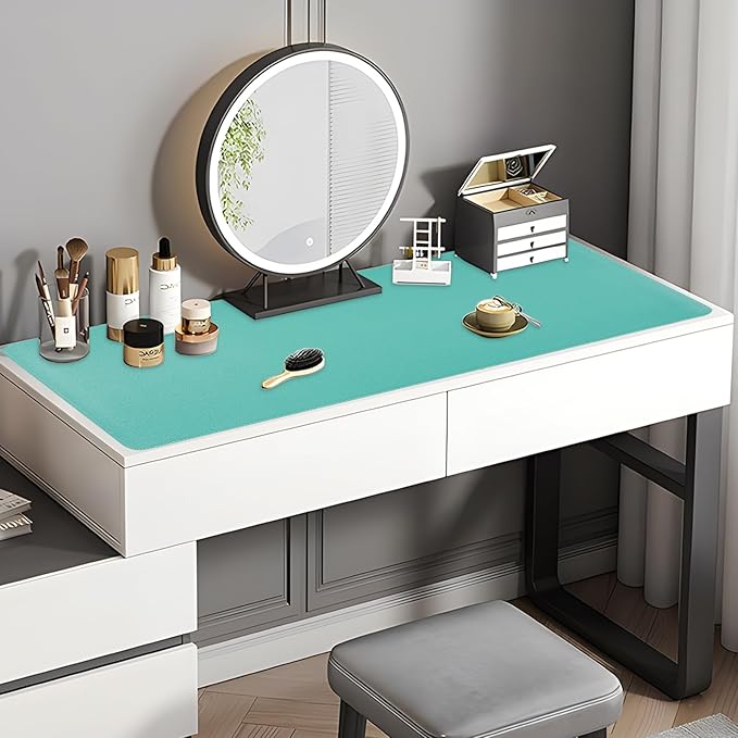 Dual-Sided Desk Pad, Large Mouse Pad, Natural Cork & PU Leather Non-Slip Waterproof Desk Mat for Office and Home (Fruit Green, 31.5" x 15.7")