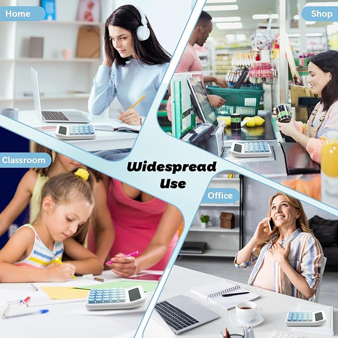 Standard Gradient Blue Calculator - 12 Digit Display and Big Buttons, Cute Office and School Accessory