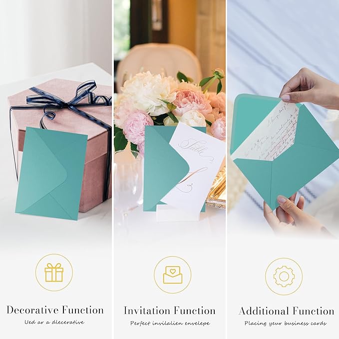 Shimmery Blue Envelope A7-100 PCS Goefun V Flap Invitation Envelopes for Wedding, Announcements, Mailing, Greeting Cards, 5.25 x 7.25 inches