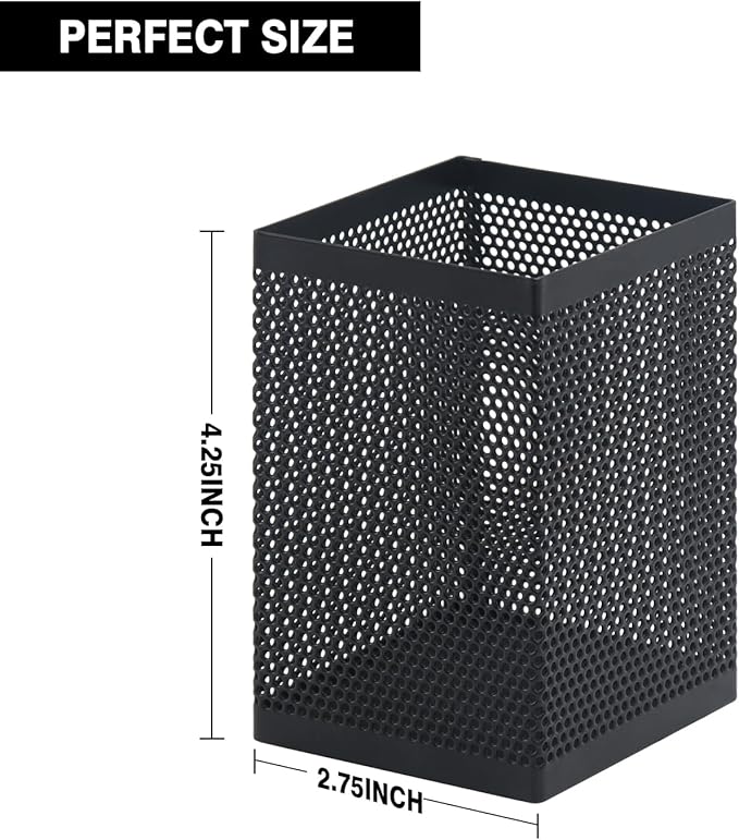 Comix Mesh Pen Holder Desk, Wire Pencil Holder with Foam Pad and Non-Slip Bottom Office Supplies Desk Organizer for Home Office School, 1 Pack