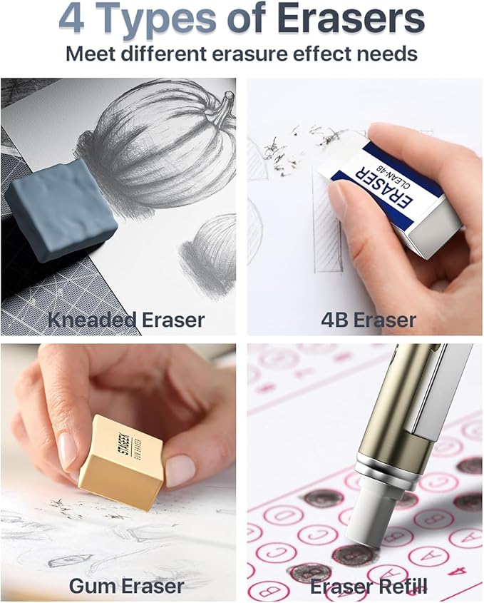 34PCS Art Mechanical Pencil Set, Drafting Pencil 0.5, 0.7, 0.9MM & 3PCS 2.0MM Mechanical Drawing Pencils with 384PCS Leads (6B 4B 2B HB 2H 4H Color) for Artist Sketching Drawing