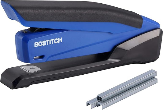 Bostitch Office InPower Spring-Powered Desktop Stapler, 20 Sheet Capcity, Built in Remover, Blue (1122)