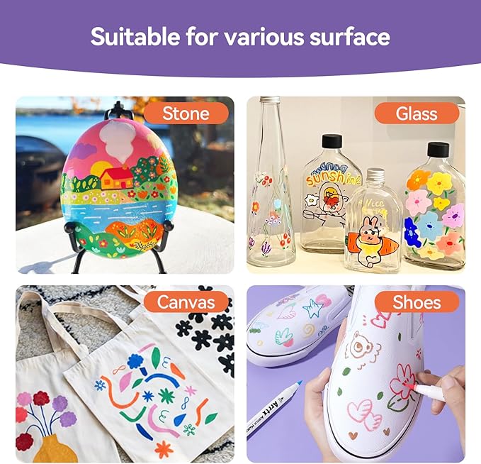 Arrtx Acrylic Markers Basic Series 48 Colors,Brush Tip Acrylic Paint Pens for Rock Painting,Glass,Stone,Wood,Ceramic,Fabric,DIY Crafts & Art Supplies