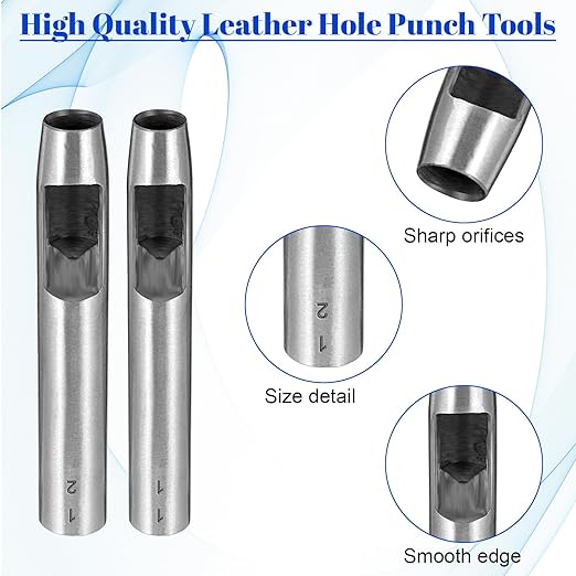 22 Pcs Leather Hole Punch Set, 0.5-12mm Carbon Steel Hollow Belt Puncher Round Leather Hole Punch Tools for Belts, Leathers, Watch Bands, Paper, Cardboard, Canvas, Plastic