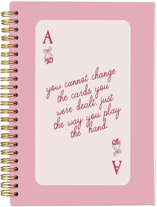 Preppy Pink Ace Card Notebook Journal, Trendy Funky Y2K Retro Pink Notebook Journal, Girly Notebook, Preppy Gifts For Women, Pink Office Supplies, Pink Spiral Notebook 5.5x8.3inch