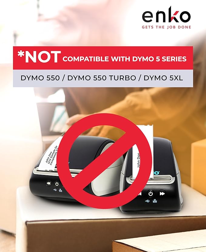 enKo Compatible for Dymo 30336 Labels (1 x 2-1/8 inches) - 6 Rolls, 3,000 Labels for Dymo LabelWriter 450 Turbo Printer and 4XL - Direct Thermal Address, Shipping and Barcode