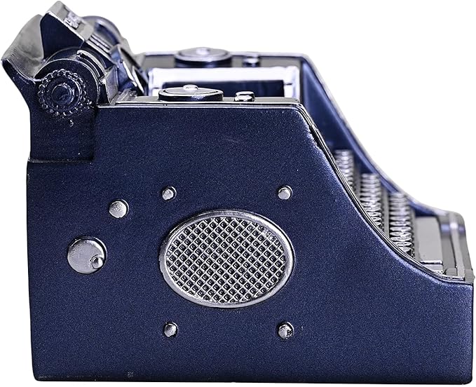 Retro Typewriter Pen Holder Vintage Desk Accssories Unique Cool Gifts for Writer Typewriter Lovers and Secretary Cute Funny Pencil Cups for Office Home School (Blue)