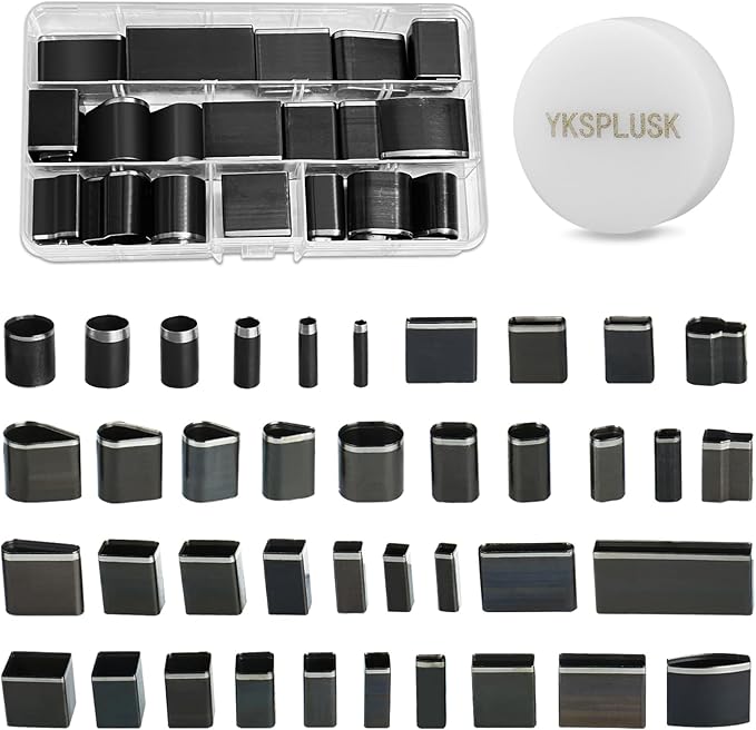 40 Pieces Leather Hole Punch Tool, Multiple Shapes Hole Punch Set for Belts, Leather Cutting Dies Kit with Storage Case & Mat, Hollow Punch Cutter Tool for Handmade DIY Crafts
