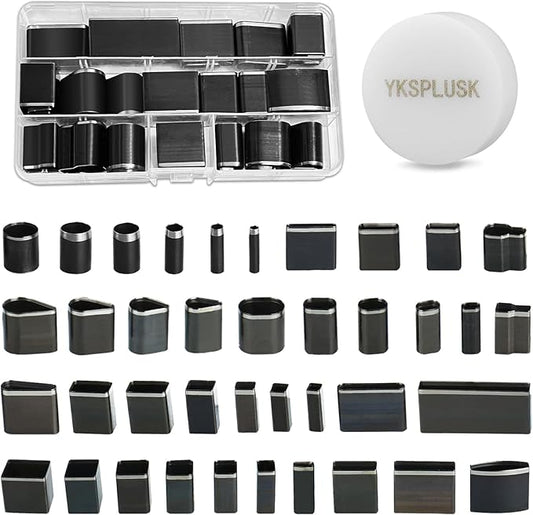 40 Pieces Leather Hole Punch Tool, Multiple Shapes Hole Punch Set for Belts, Leather Cutting Dies Kit with Storage Case & Mat, Hollow Punch Cutter Tool for Handmade DIY Crafts