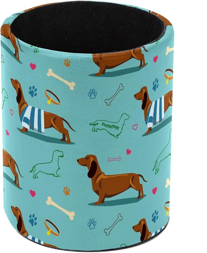 Brown Dachshund Dog Blue Pen Holder Pencil Holder for Desk Pen Pencil Organizer Cup office